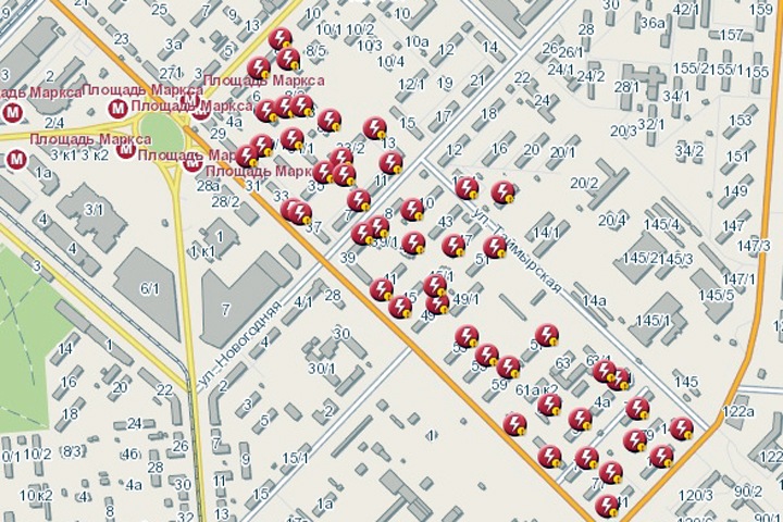 Площадь Маркса в Новосибирске осталась без света