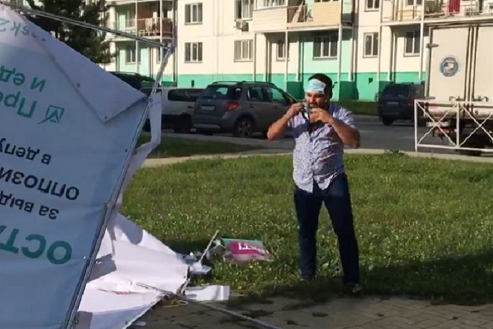 Неизвестный напал на сборщиков подписей за кандидатов независимой коалиции «Новосибирск 2020»