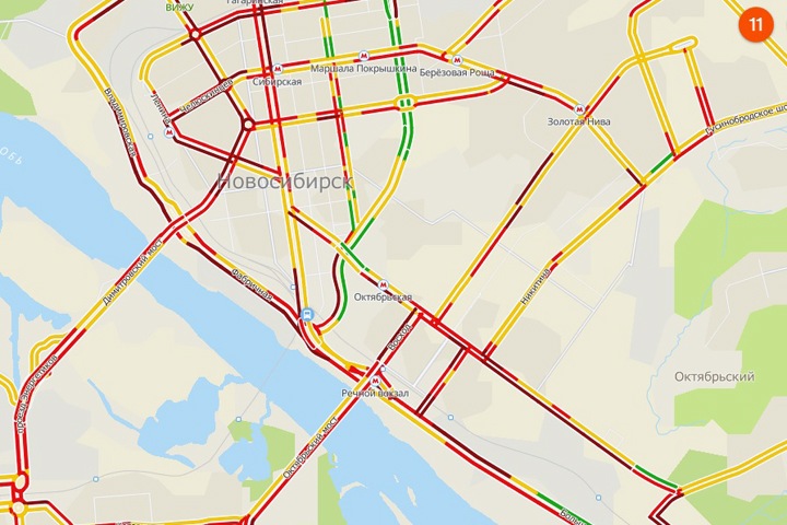 Пробки в Новосибирске оценили в 11 баллов из 10 Пробки в Новосибирске оценили в 11 баллов из 10