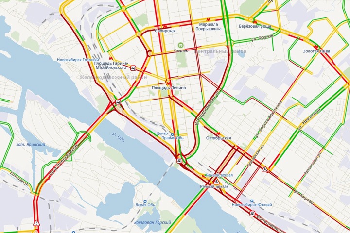 Новосибирск встал в десятибалльных пробках