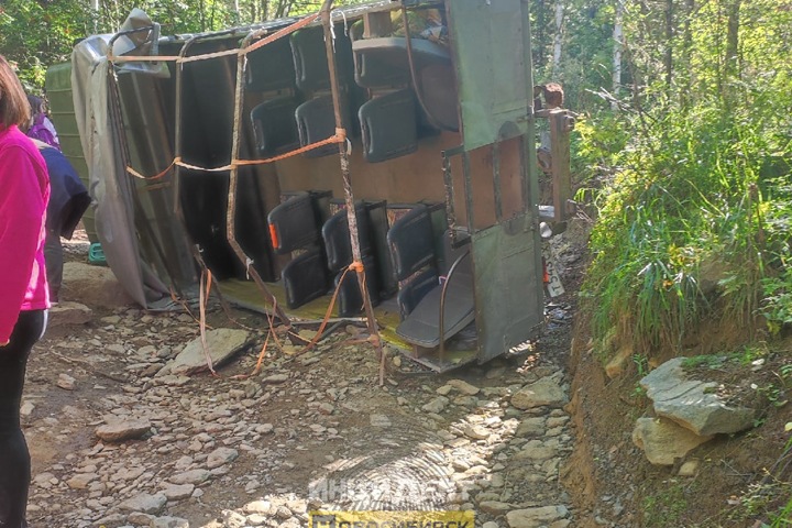 Грузовик с новосибирскими туристами перевернулся на Алтае Грузовик с новосибирскими туристами перевернулся на Алтае