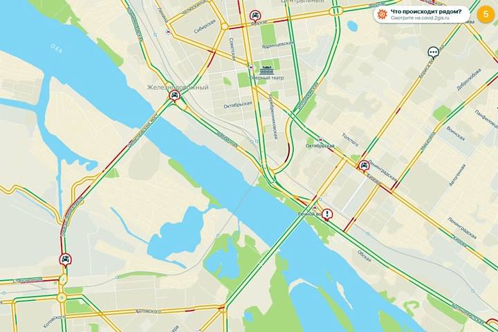 Пятибалльные пробки вернулись в Новосибирск Пятибалльные пробки вернулись в Новосибирск