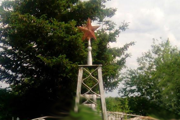 Памятник в Колыванском районе зарос коноплей