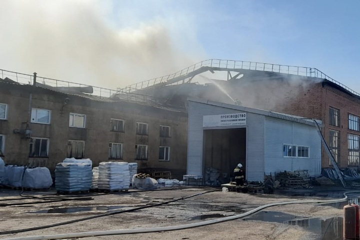 Огонь в промзоне Бердска охватил более 0,2 га