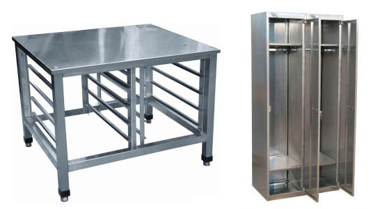 Стеллажи, шкафы из нержавейки