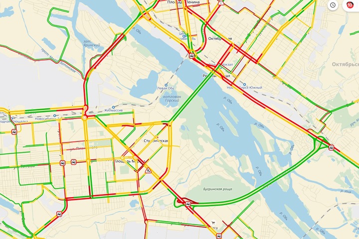 Десятибалльные пробки сковали Новосибирск Десятибалльные пробки сковали Новосибирск
