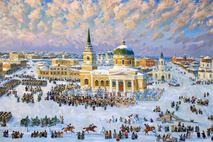 Омский аэропорт купил картину с изображением казачьего собора за 300 тысяч